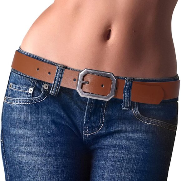 Women's Reversible 1.3" Leather Belts for Jeans Pants Dresses with Fashion Vinta - Picture 1 of 6